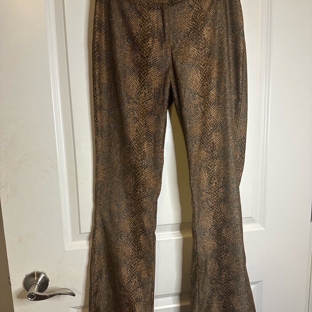 Indeed Snake Print Flare Pants 🐍 Y2K Brown snakeskin
